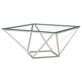 Orleans Furniture - Coaster - Brittania Square Glass Top Geometric Coffee Table Nickel - 709738